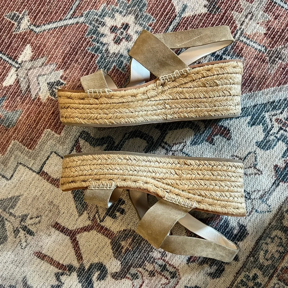 rag & bone Taupe Suede Leather August Espadrille Sandals Womens 39 - Picture 2 of 4